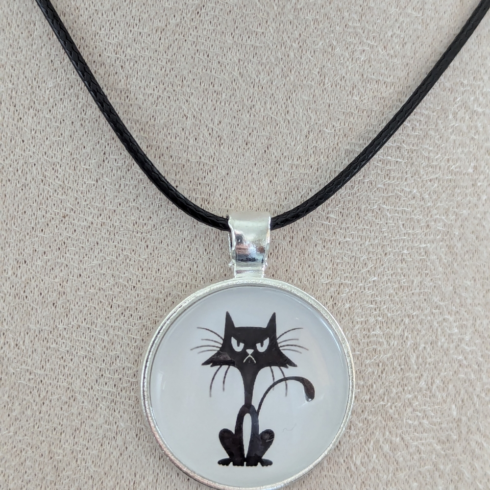 Silver Cat Pendant Necklace